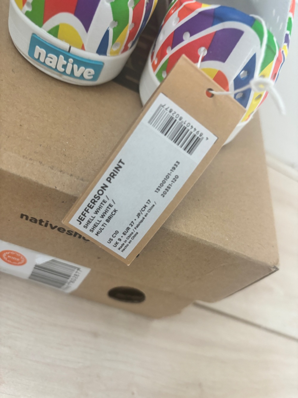 New Native Toddler Jefferson Print White/Multi Brick - Picture 6 of 8